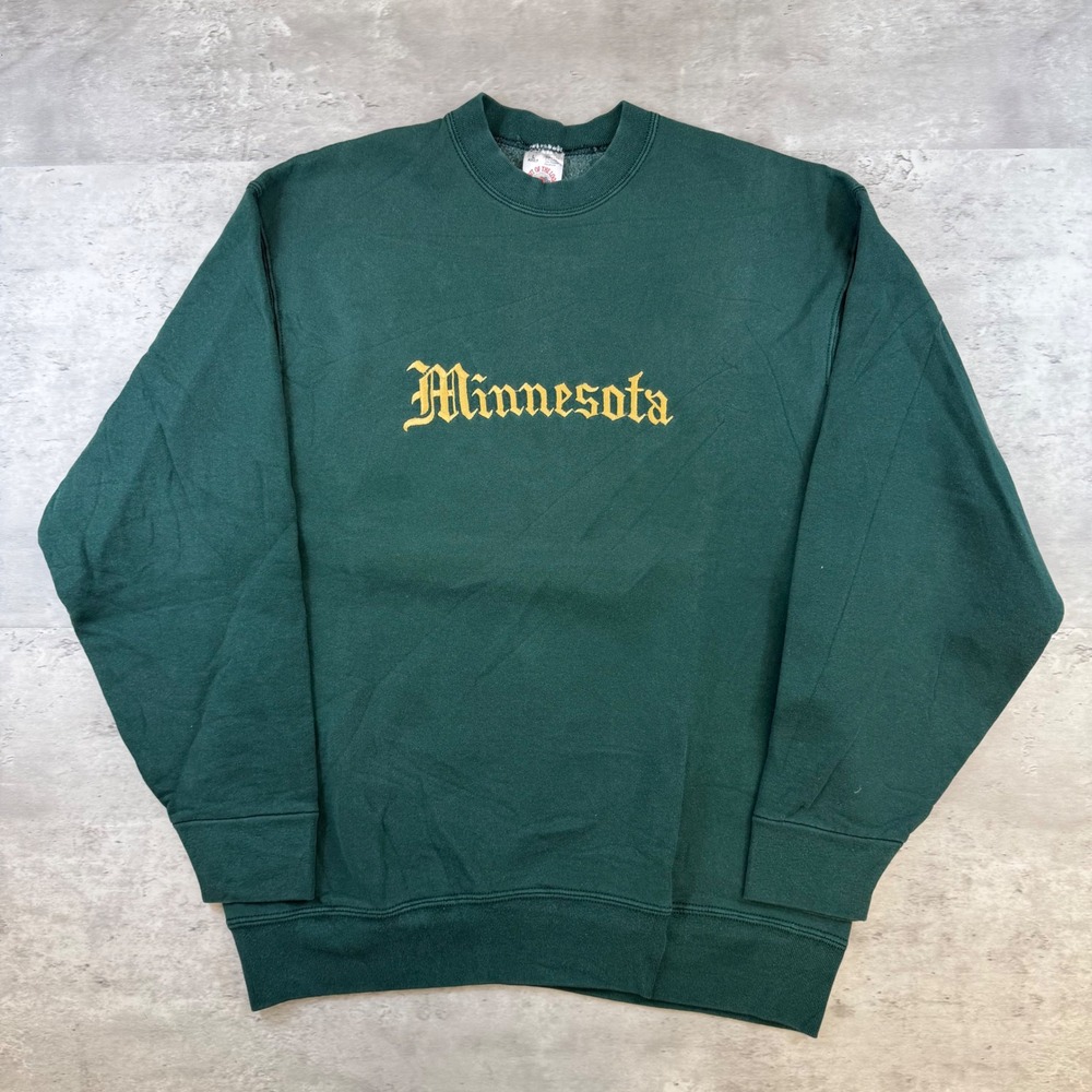 Vintage Fruit of the Loom Minnesota Sweatshirt Mens Large Green Made in‎ USA L